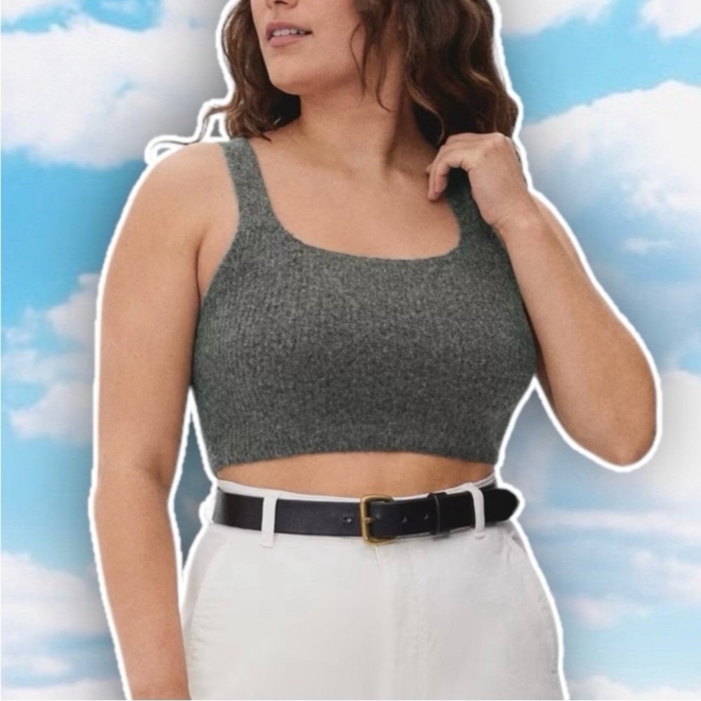 NWT EVERLANE The Cozy-Stretch Tank Balletcore Academia Wool Sweater Crop Top